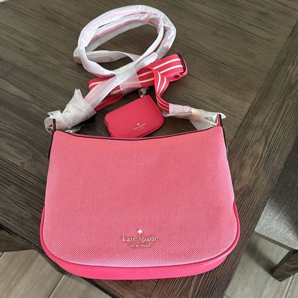 Kate Spade Rosie canvas crossbody pink peppe NWT - Picture 3 of 13